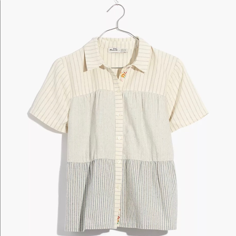 Striped tiered button down shirt